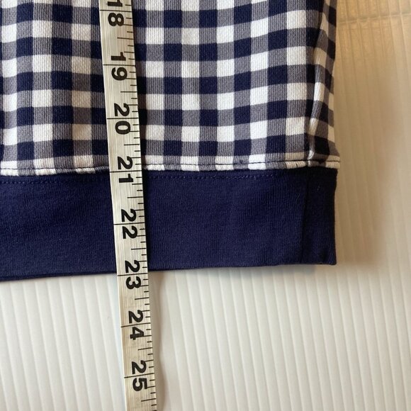 Draper James Natalie Sweatshirt Gingham Navy White Size M Checked Preppy Coastal - Picture 10 of 11